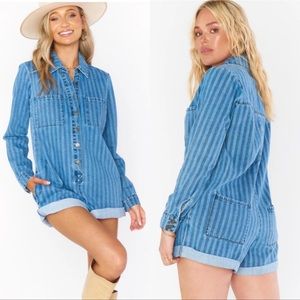 Show me your mumu long sleeve denim romper